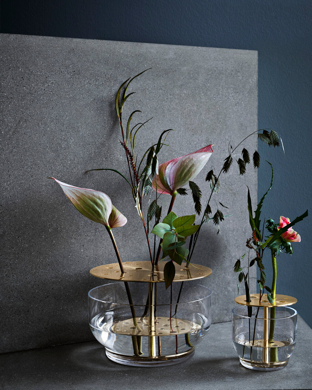 אגרטל Ikebana Vase זכוכית זהב גדול