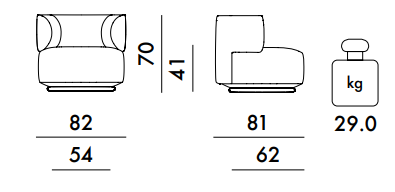 כורסא K Waiting Swivel Armchair Texture Grey
