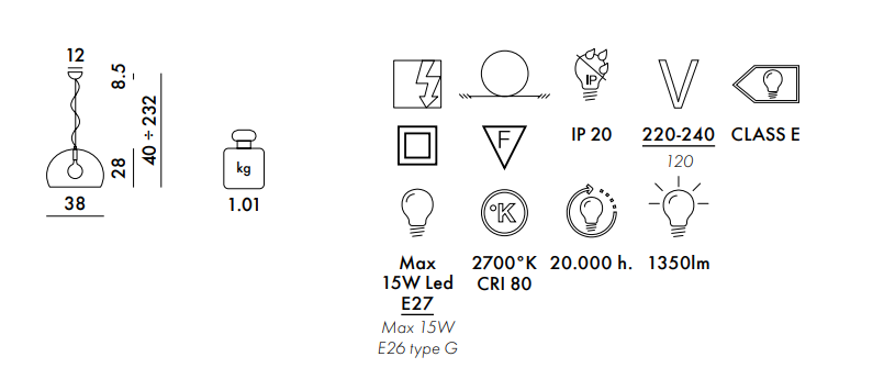 מנורת תקרה FL/Y Lamp Crystal (Small)