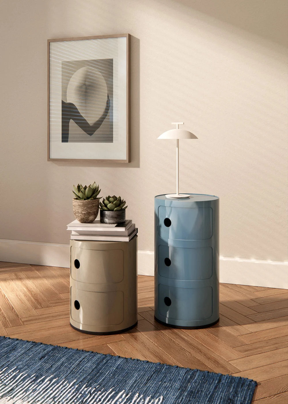 יחידת אחסון Componibili Recycled 3 Modules Glossy Sky Blue