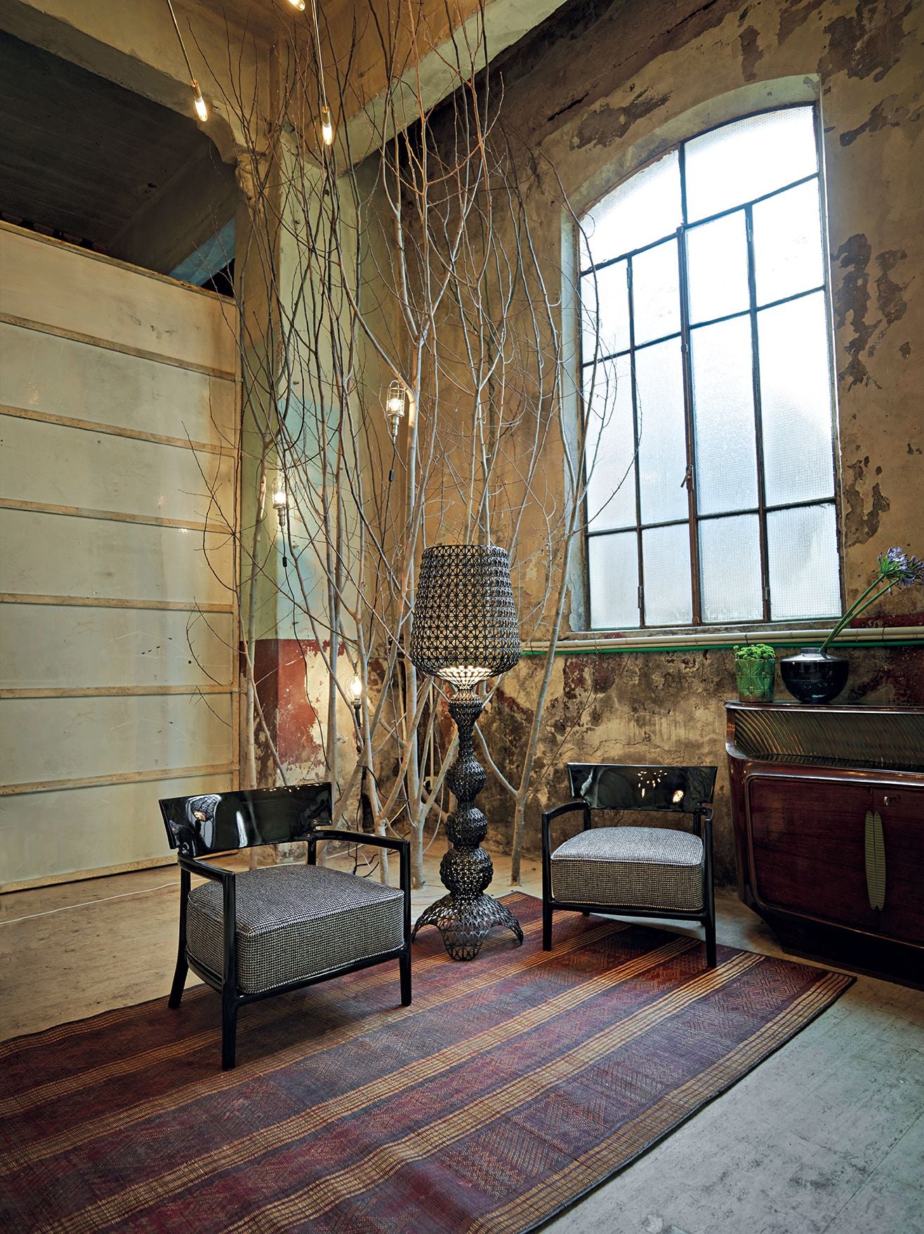 כורסא גימור מבריק Cara Fancy Philippe Starck Black / Black-Beige