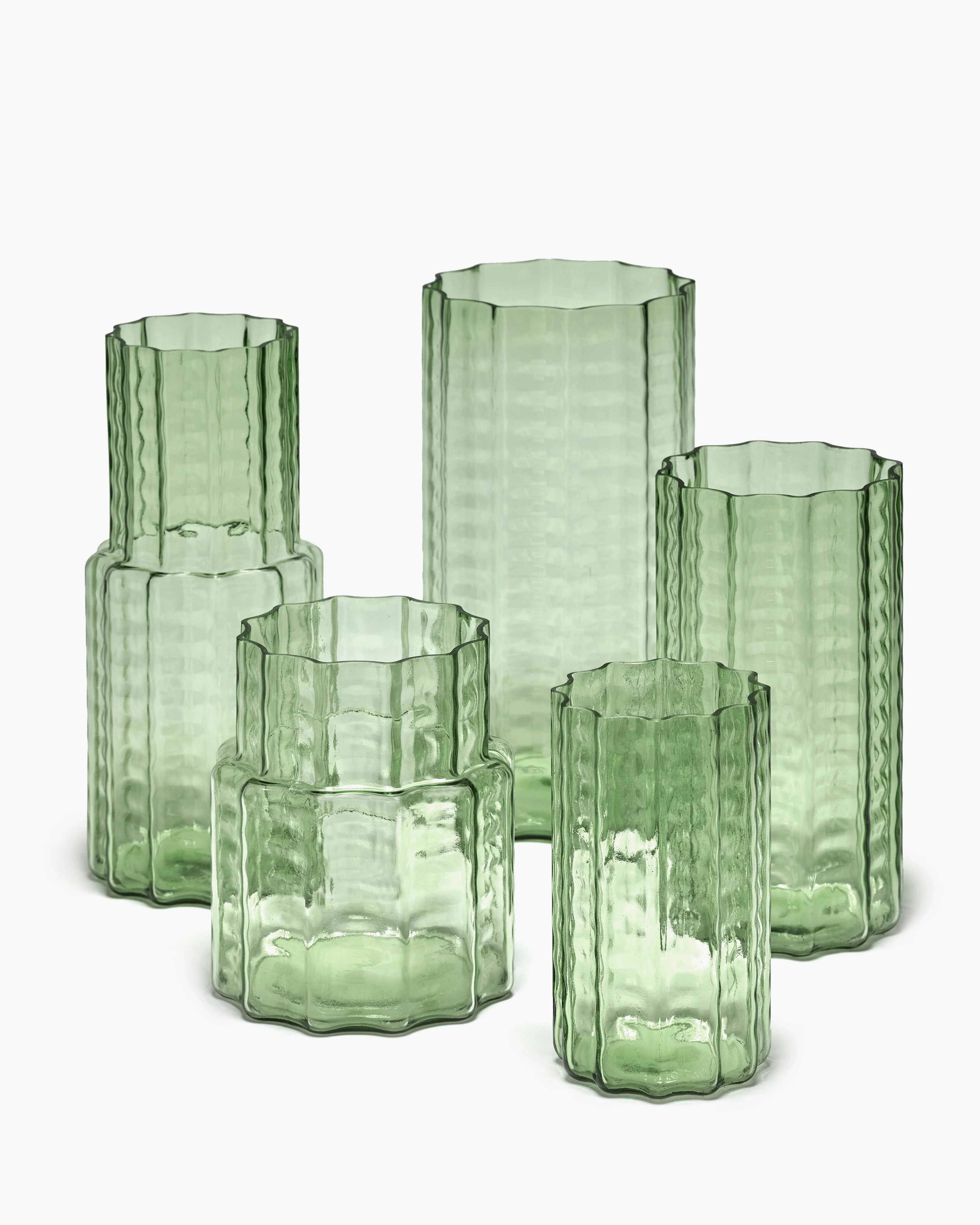 אגרטל Vase 05 Green Transparent Waves