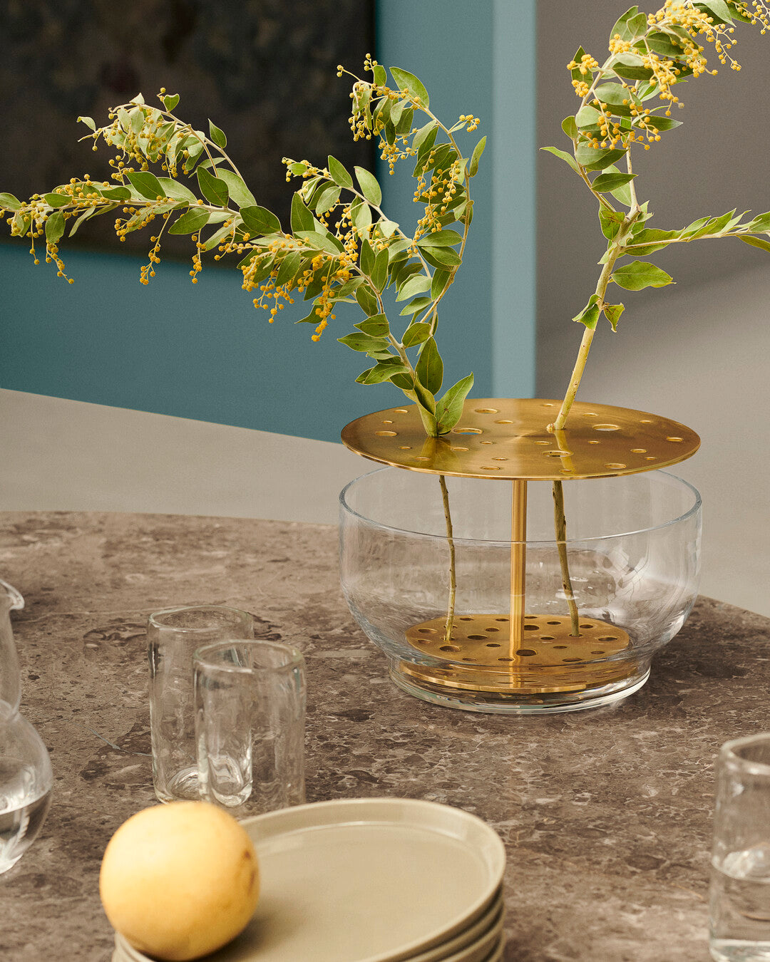 אגרטל Ikebana Vase זכוכית זהב גדול