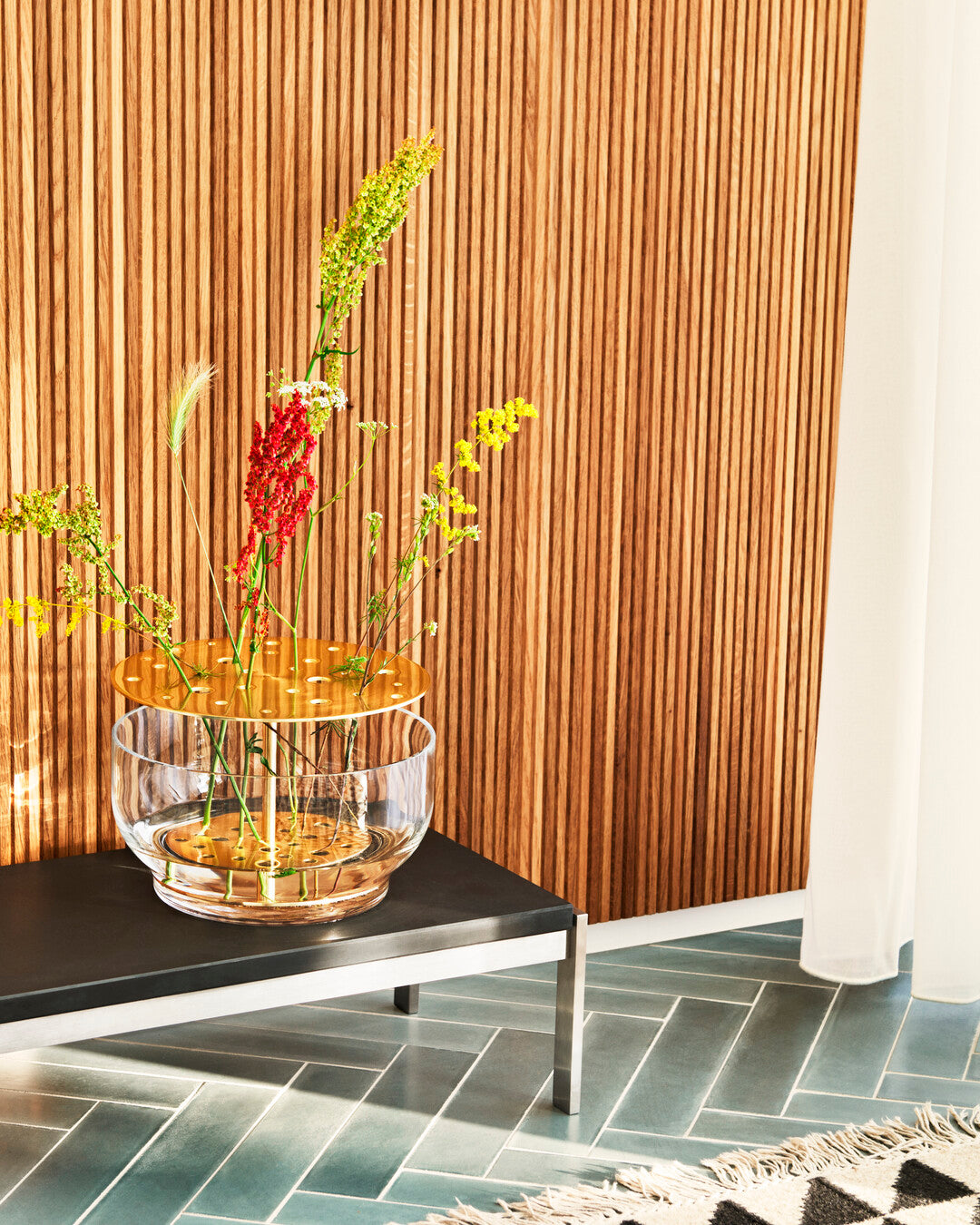 אגרטל Ikebana Vase זכוכית זהב גדול