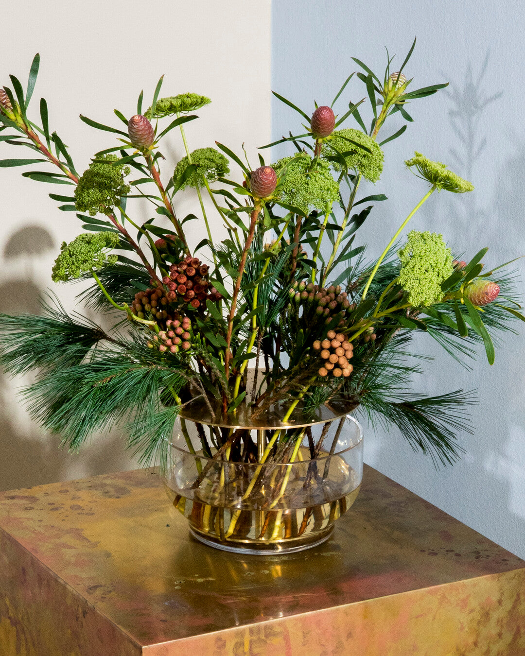 אגרטל Ikebana Vase זכוכית זהב גדול