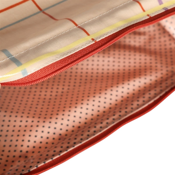 תיק בד גימור מבריק Checker Red/Mint/Yellow Medium 28x18x12