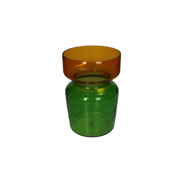 Vase Glass Green & Amber אגרטל