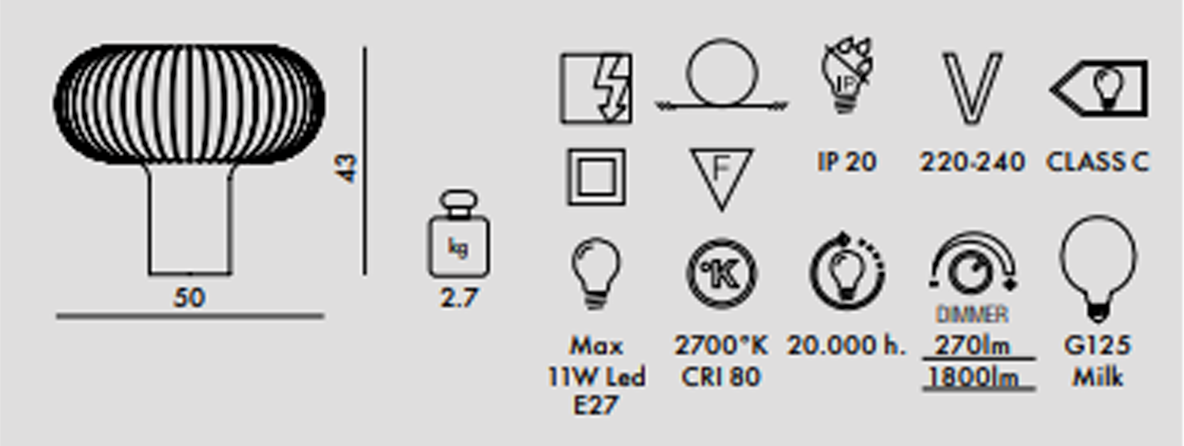 מנורת שולחן Tersa Lamp Black/White