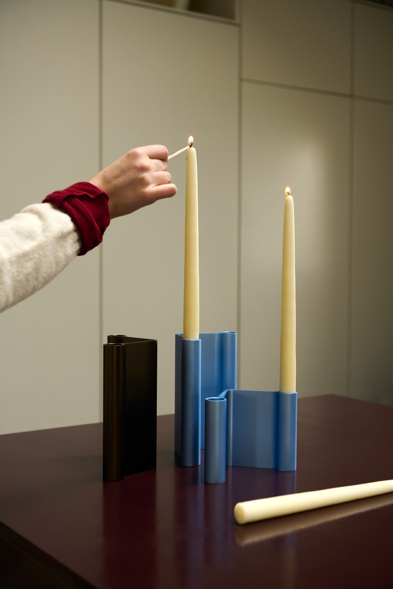 פמוטים Pair Candleholder Brown (large)