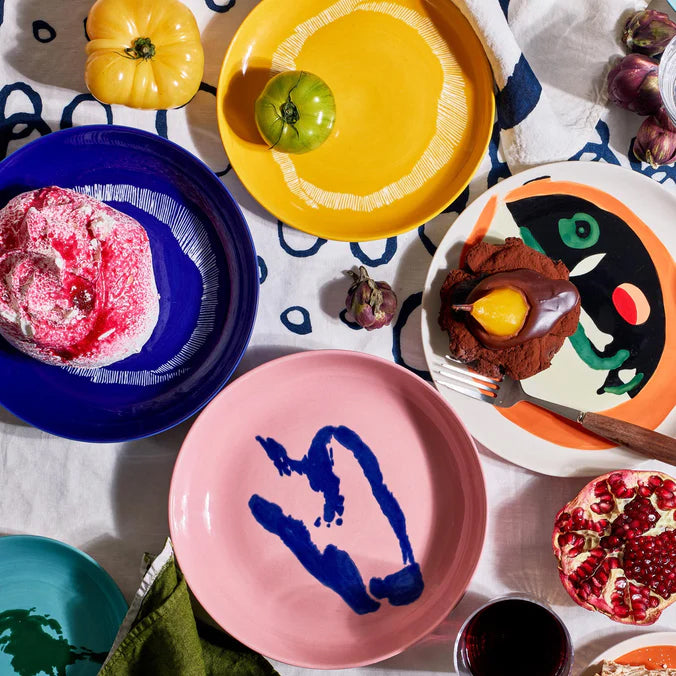 סט 2 צלחות עמוקות Feast Deep Plate Dark Blue - White Stripes