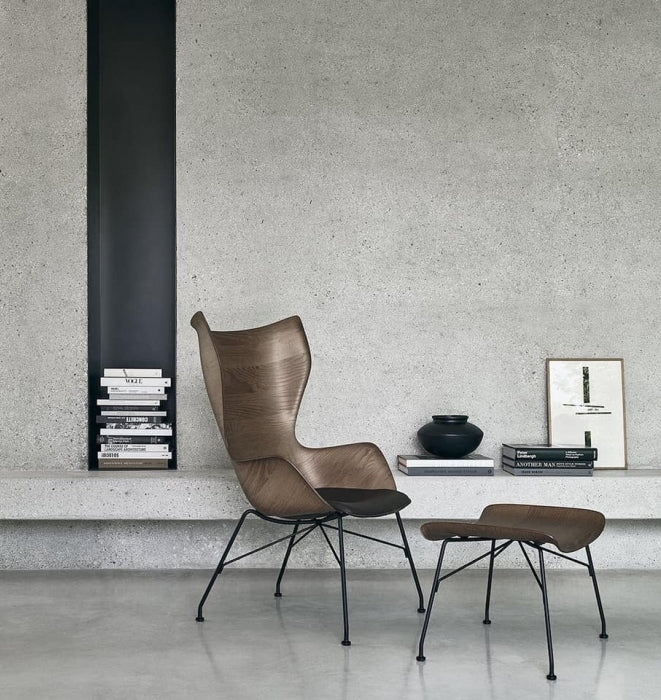 כיסא K/Wood Philippe Starck Dark Wood / Black Leather Seat