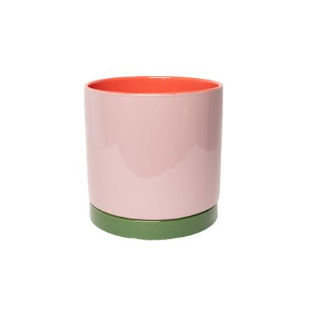עציץ עם תחתית Flower Pot With Saucer Violet, Pink and Green Large