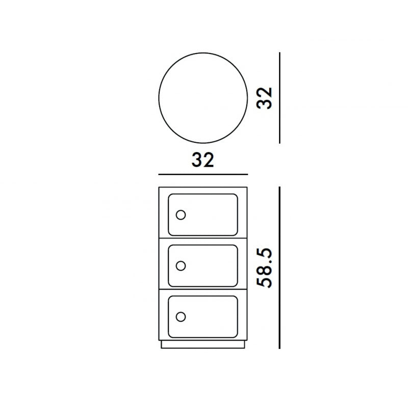 יחידת אחסון Componibili Classic 3 Modules Glossy White