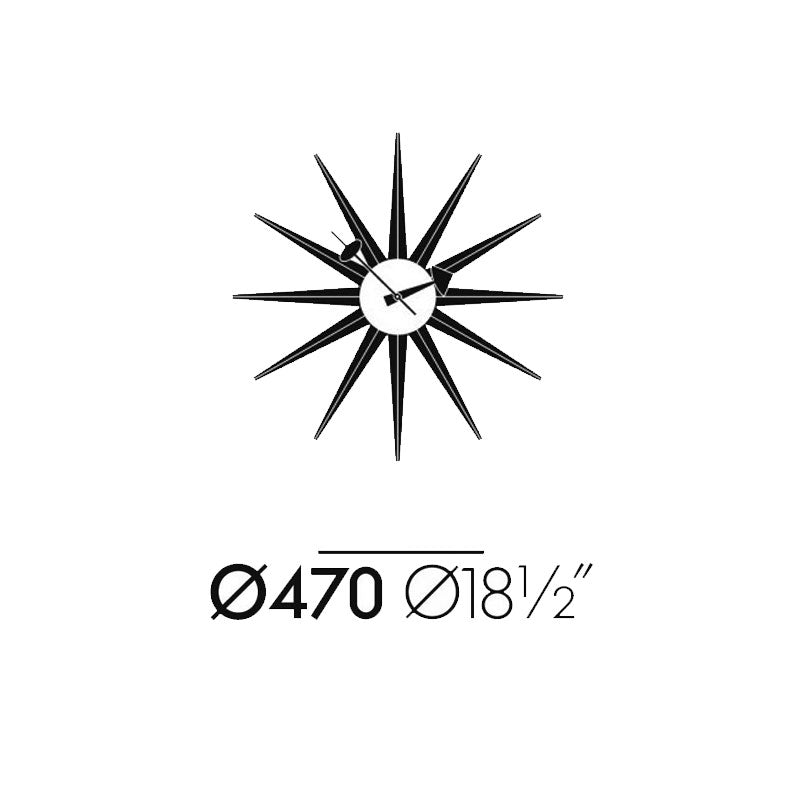 שעון Sunburst Clock Black