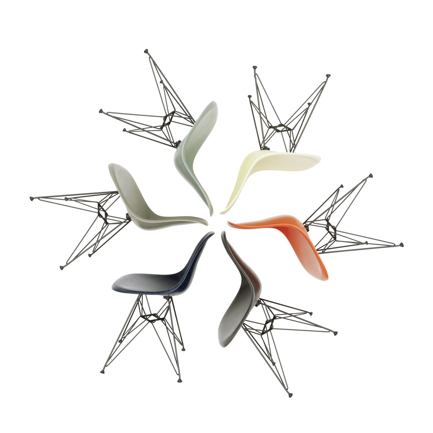 *כסא Eames Fiberglass DSR Parchment, Basic Dark