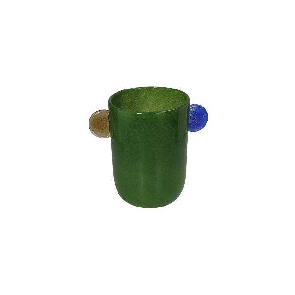 Vase Glass Green אגרטל ידית צבעונית
