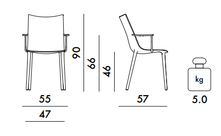 כיסא H.H.H. Graphic Impression Philippe Starck Bordeaux Lacquer