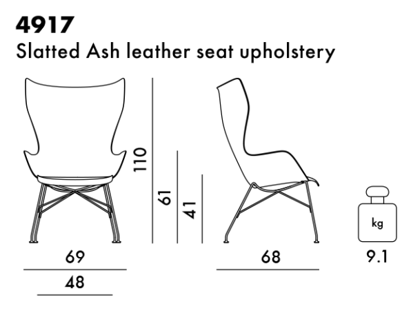 כיסא K/Wood Philippe Starck Dark Wood / Black Leather Seat