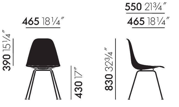 *כסא Eames Fiberglass DSX Elephant Hide Grey, Basic Dark