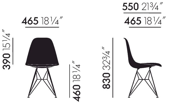 *כסא Eames Fiberglass DSR Parchment, Basic Dark