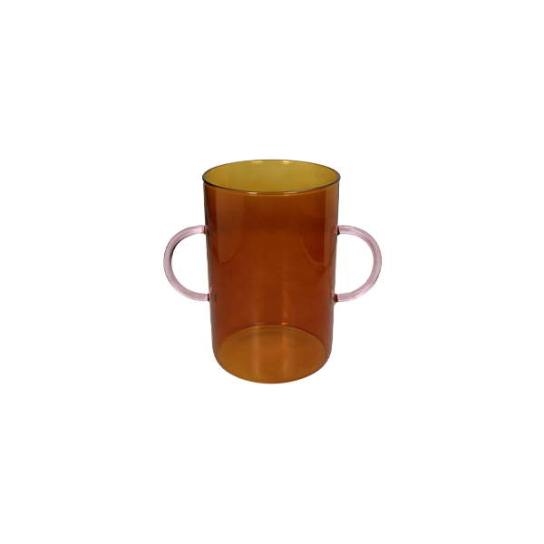 Vase Glass Amber אגרטל רחב
