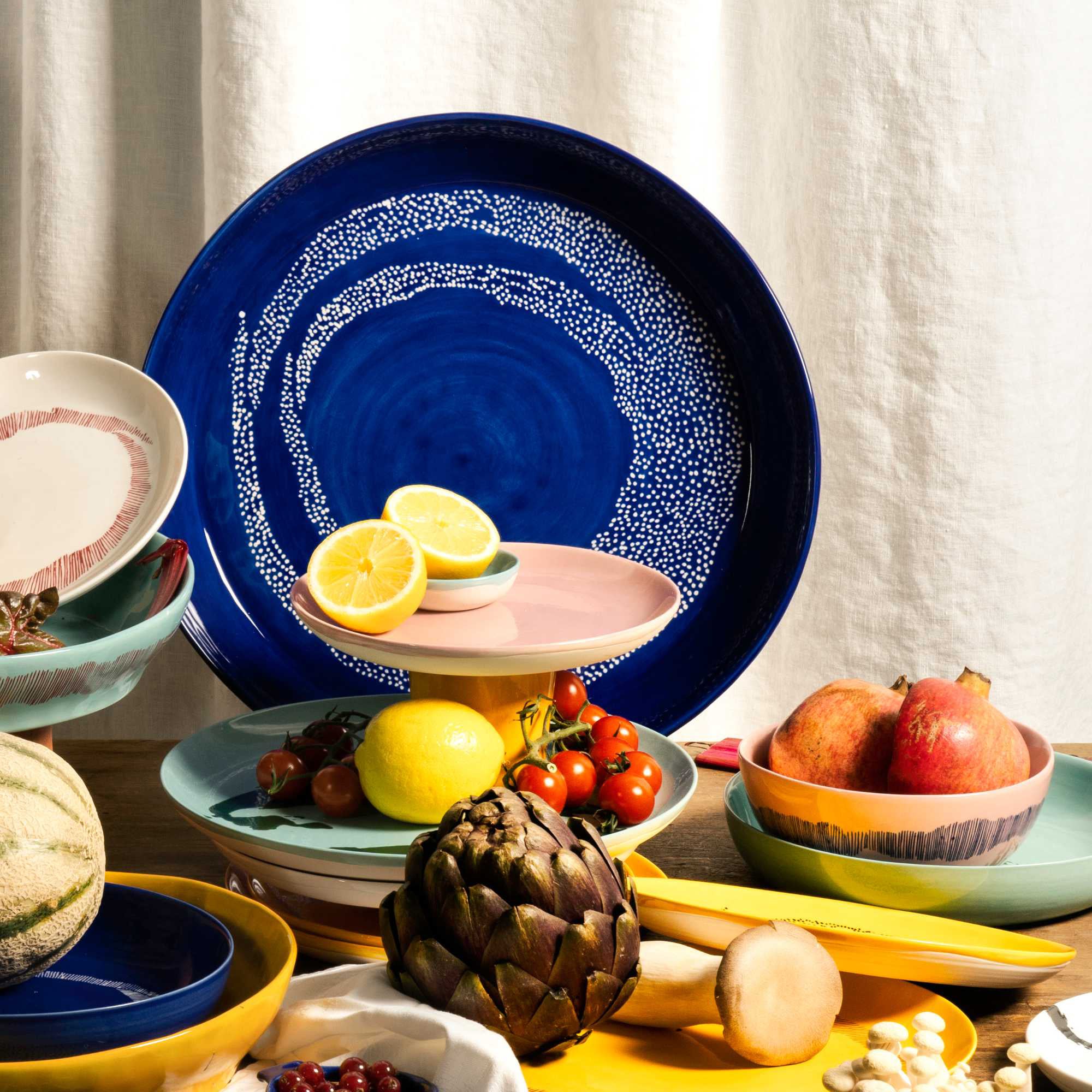 צלחת הגשה Feast Serving Plate Dark Blue - White (Medium)