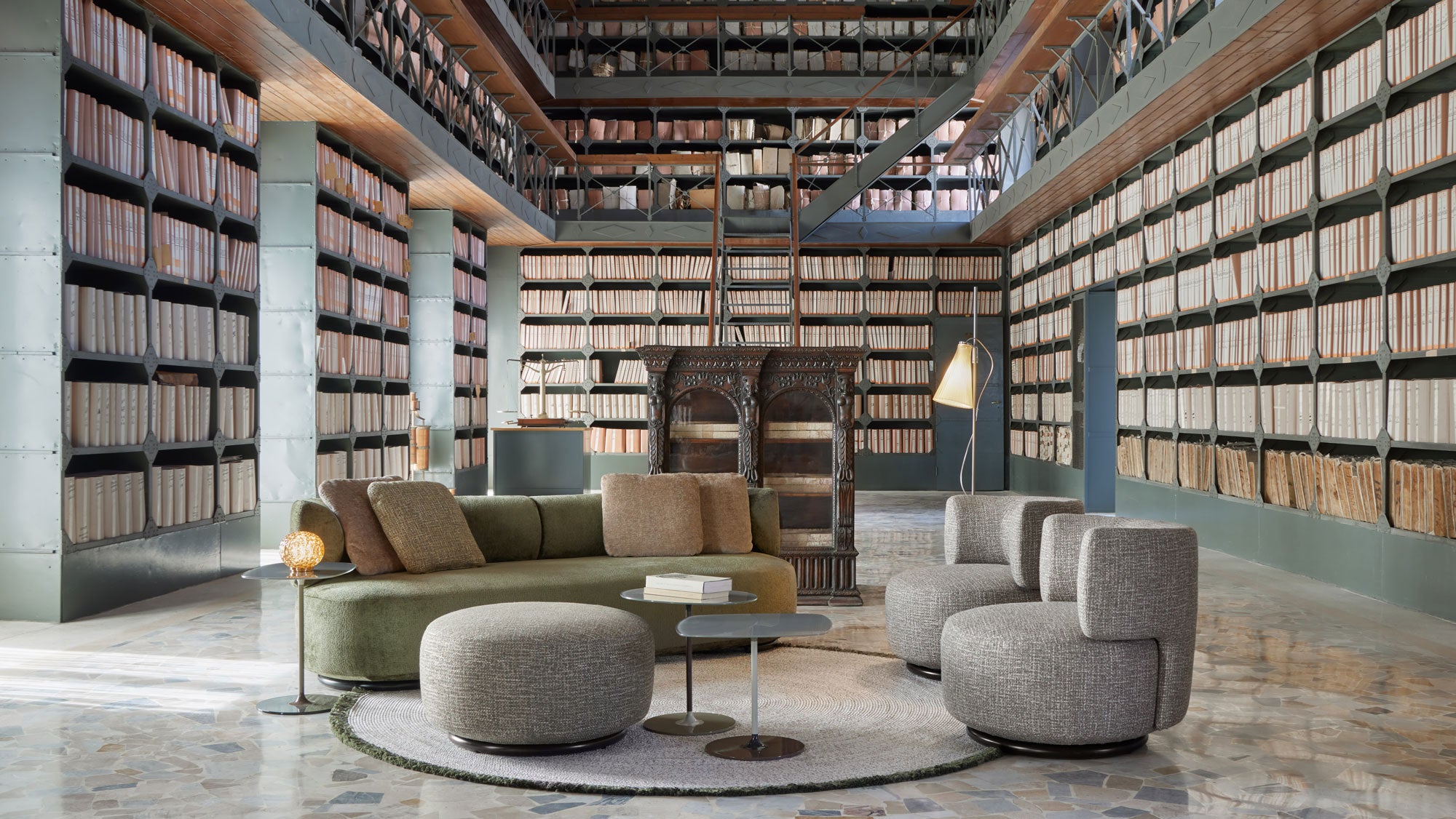 כורסא K Waiting Swivel Armchair Texture Grey