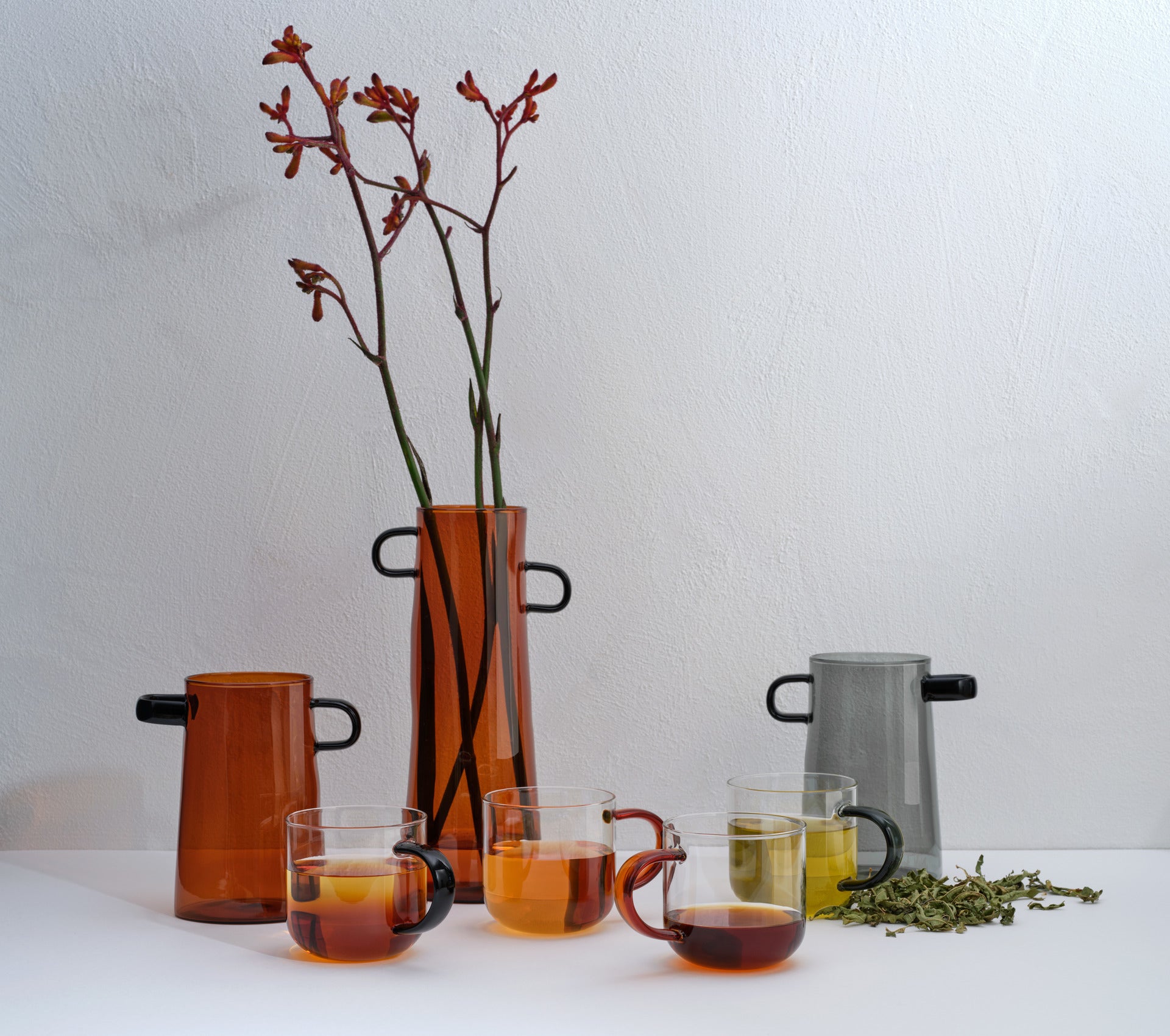 אגרטל Rayu Glass Vase Brown (Large)