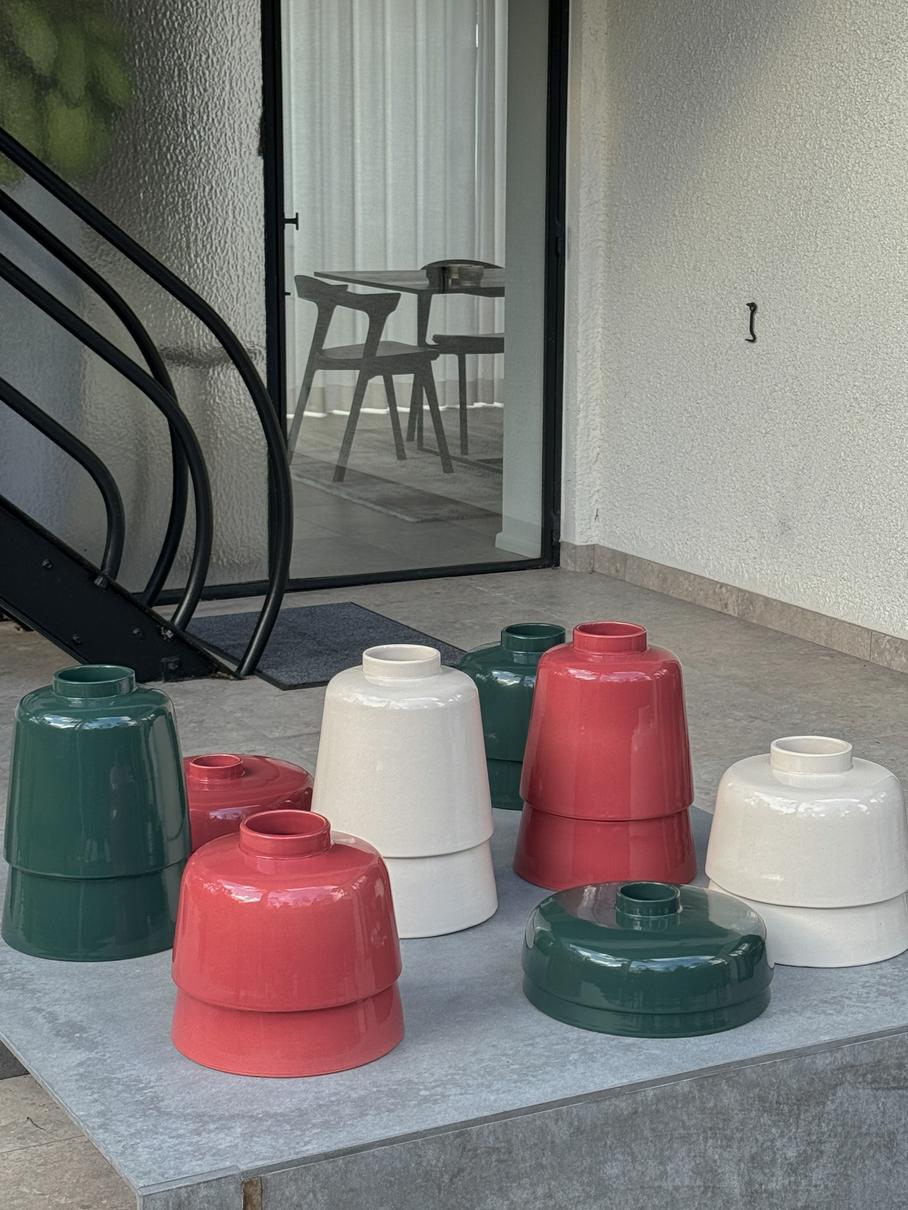 אגרטל Piled Medium Vase Dark Green