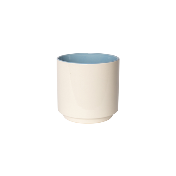 עציץ עם תחתית Flower Pot With Saucer White, Blue and Maroon Medium