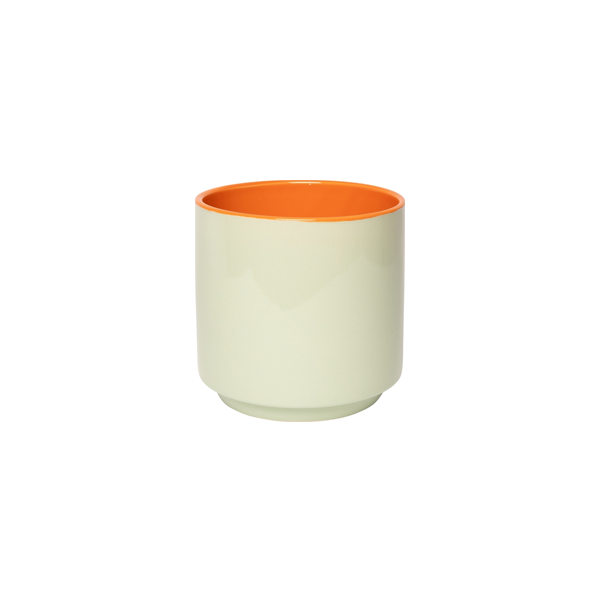 עציץ עם תחתית Flower Pot With Saucer Orange and Mint Medium