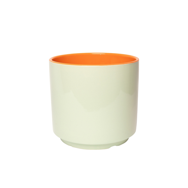 עציץ עם תחתית Flower Pot With Saucer Orange/Mint Large