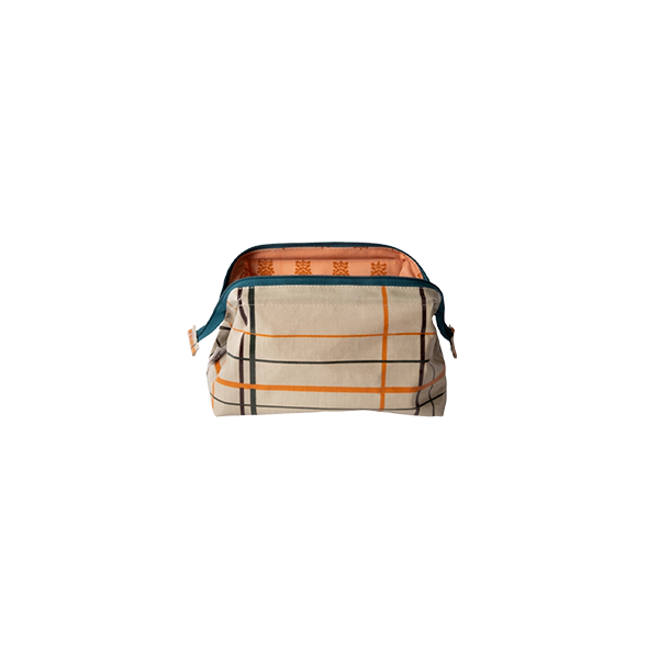 תיק בד גימור מבריק Checker Orange/Brown/Violet Small 21x12x14