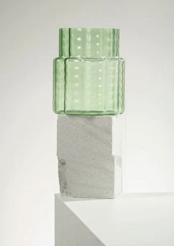 אגרטל Vase 04 Green Transparent Waves