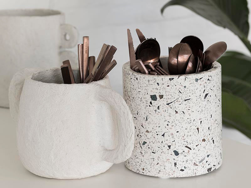 כלי נוי Pot Paper Mache Earth Beige (Small)