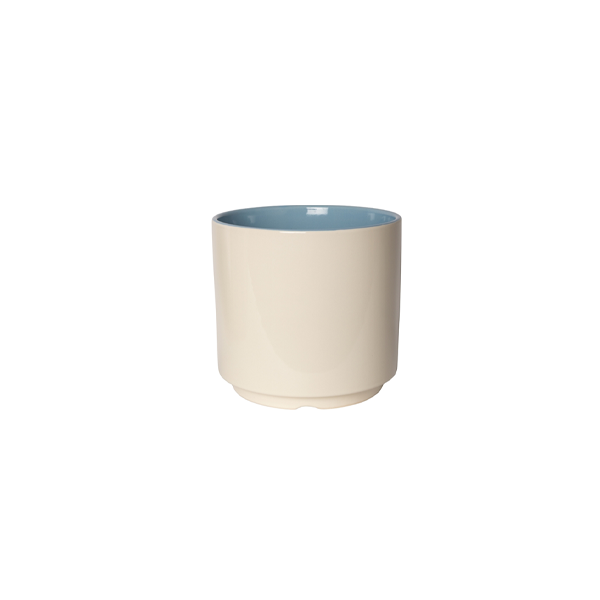 עציץ עם תחתית Flower Pot With Saucer White, Blue and Maroon Small