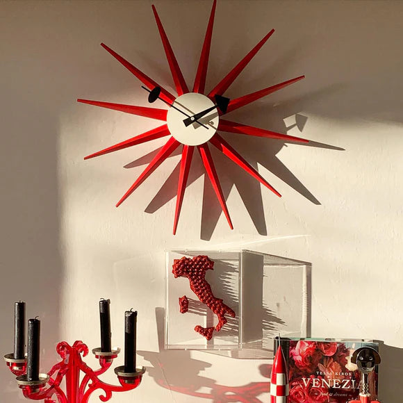 שעון Sunburst Clock Red
