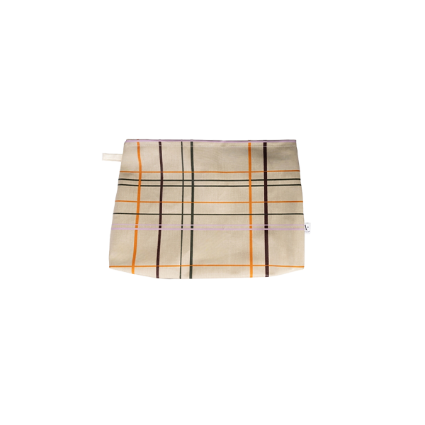 תיק בד גימור מבריק Checker Orange/Brown/Violet Large 29x25