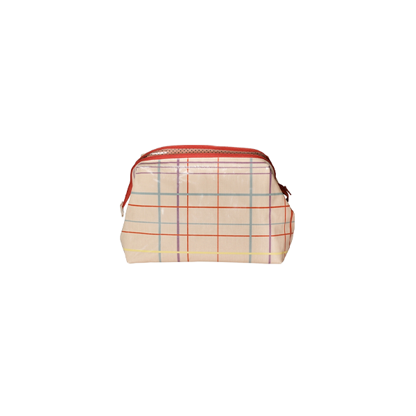 תיק בד גימור מבריק Checker Red/Mint/Yellow Medium 28x18x12